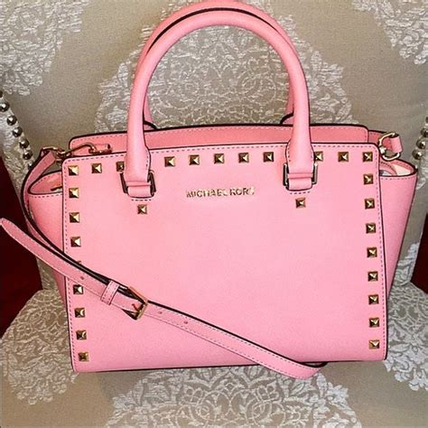 michael michael kors selma medium satchel pale pink|Michael Kors selma studded.